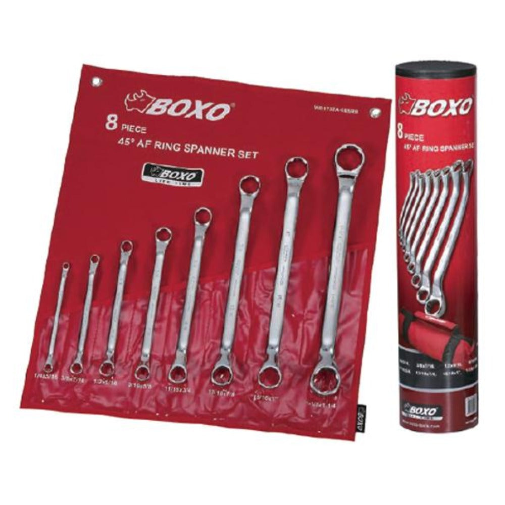8pcs AF Double Ring Wrench 45° Offset Set - Wadamart