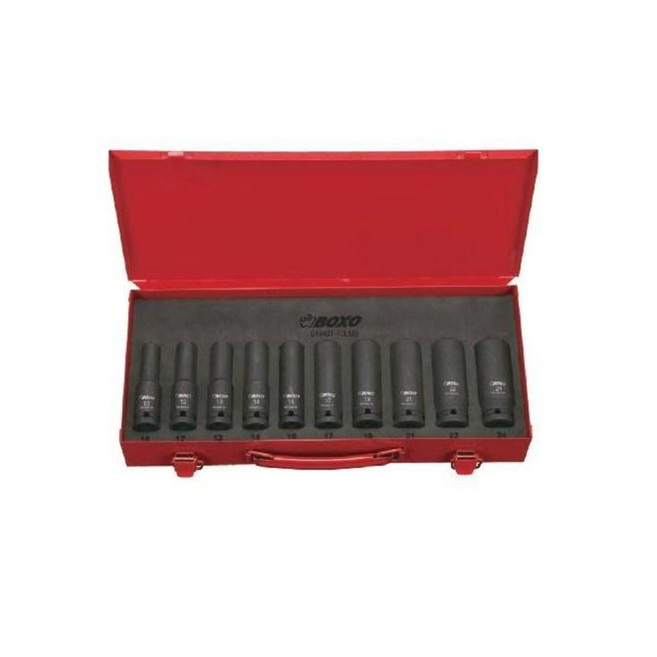10pcs 1/2'' Dr. Deep Impact Socket Set - Wadamart